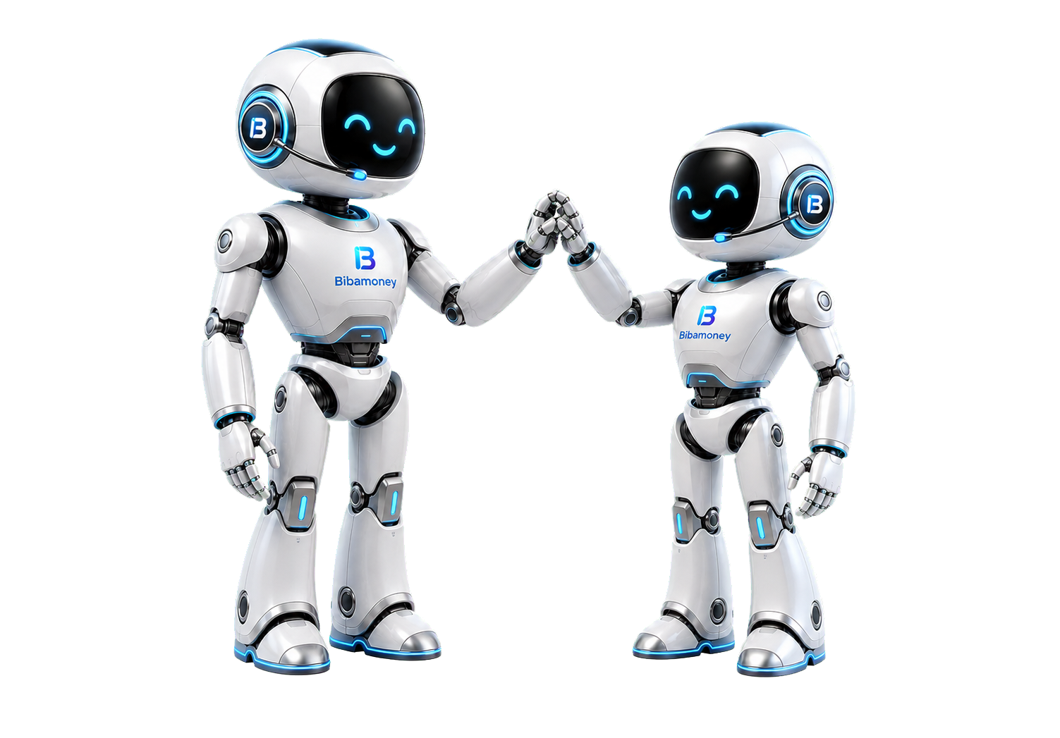 Two BibaMoney GOGA trading robots greeting each other