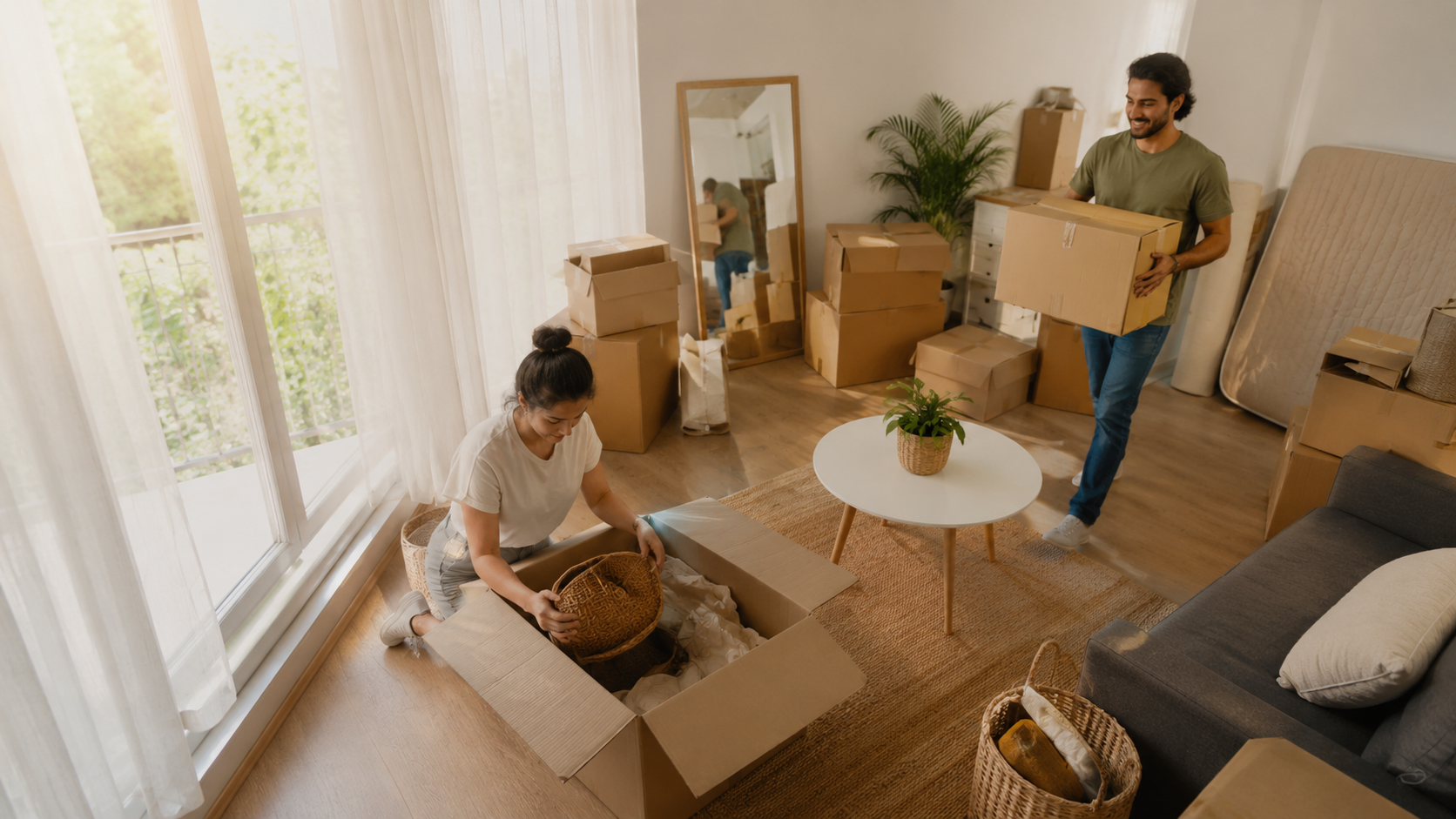 Family preparing a new home