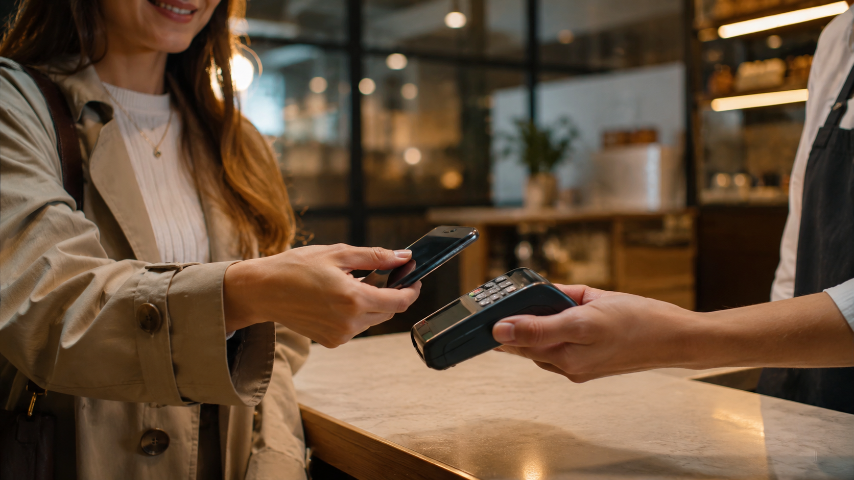Person making a contactless payment